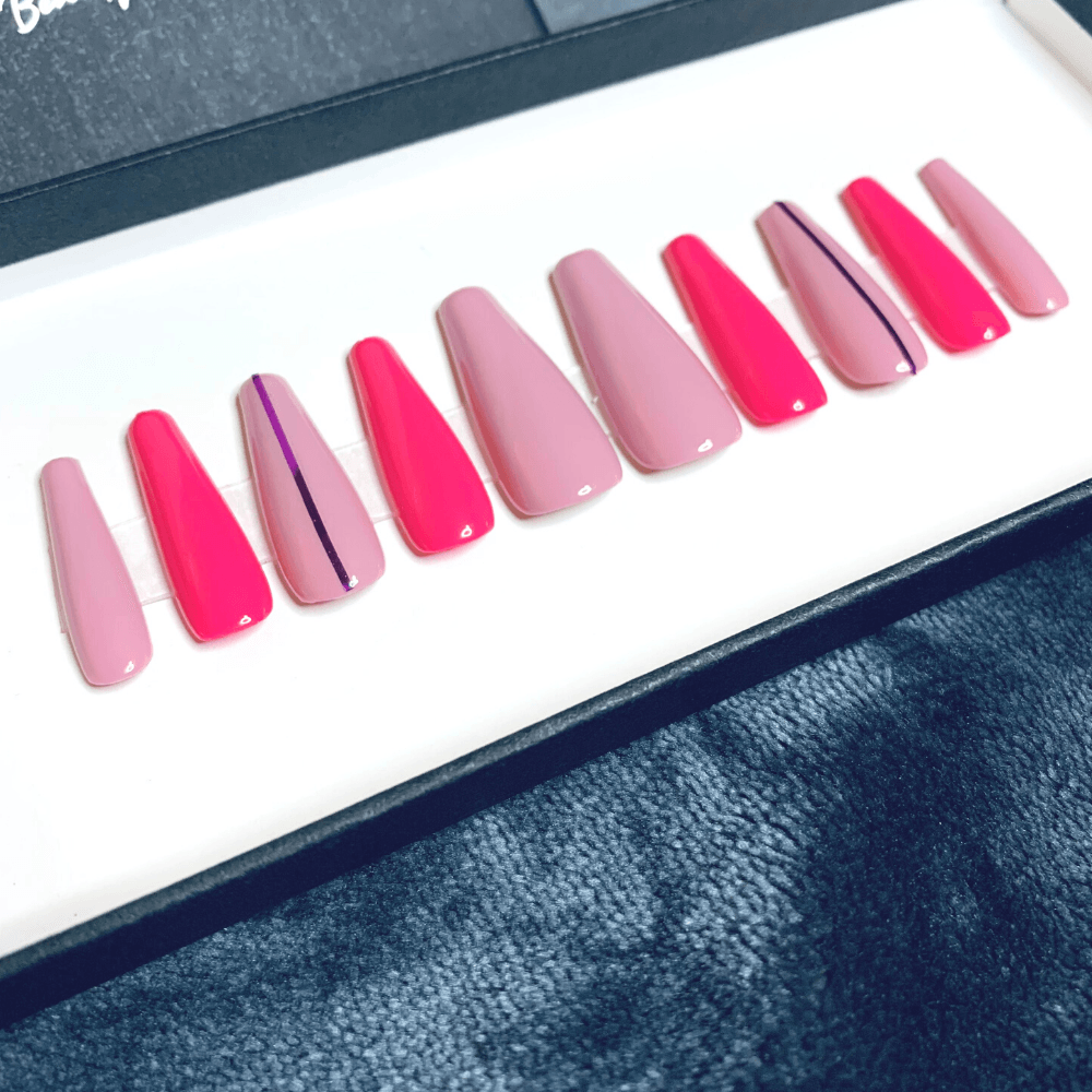 Shades of Pink Coffin Press On Nails - She's A Beat Beauty