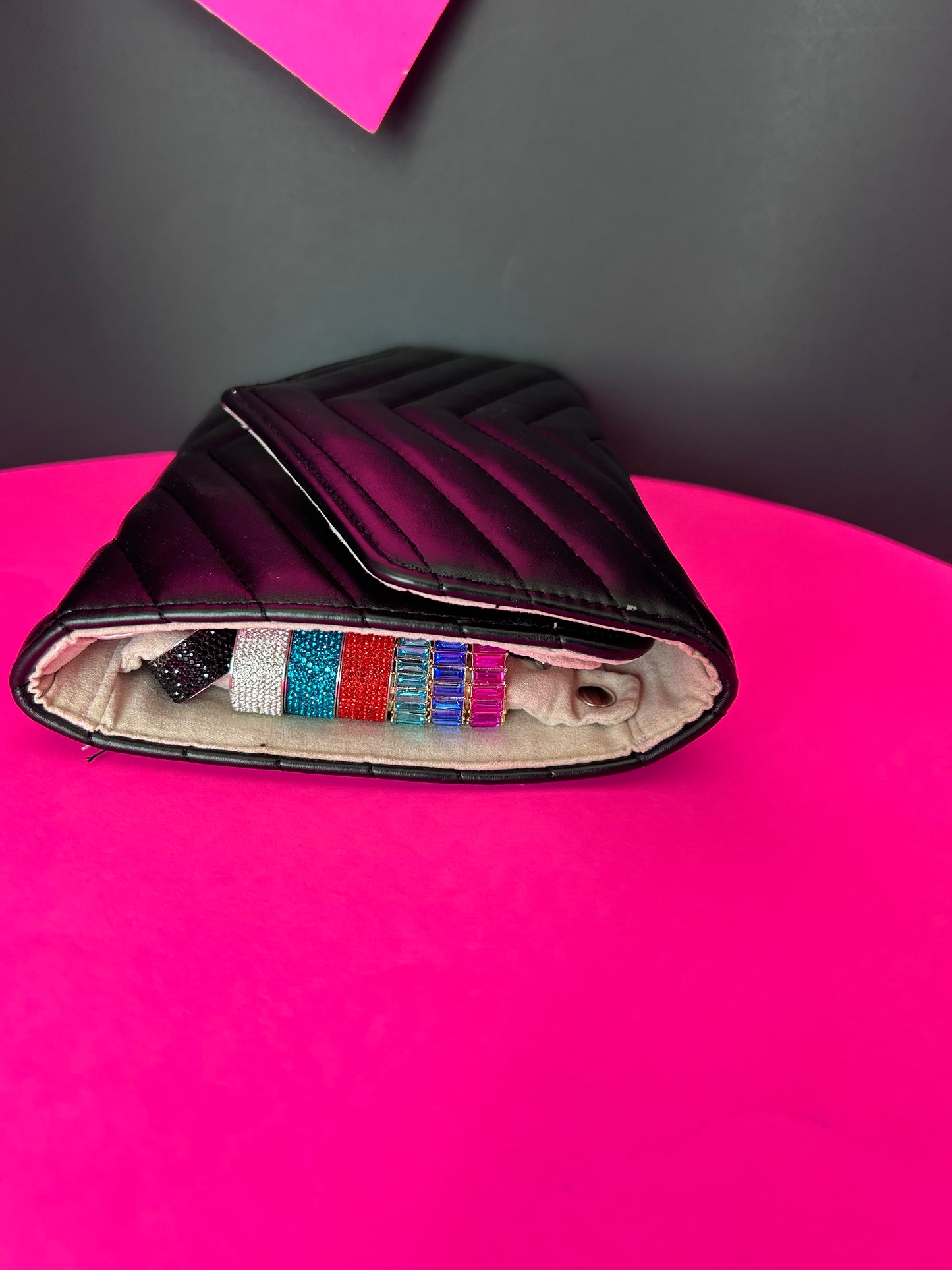 Soft Black Faux Leather Travel Jewelry Organizer