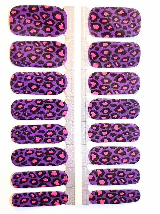 Purple Cheeta Nail Polish Stickers - She's A Beat Beauty