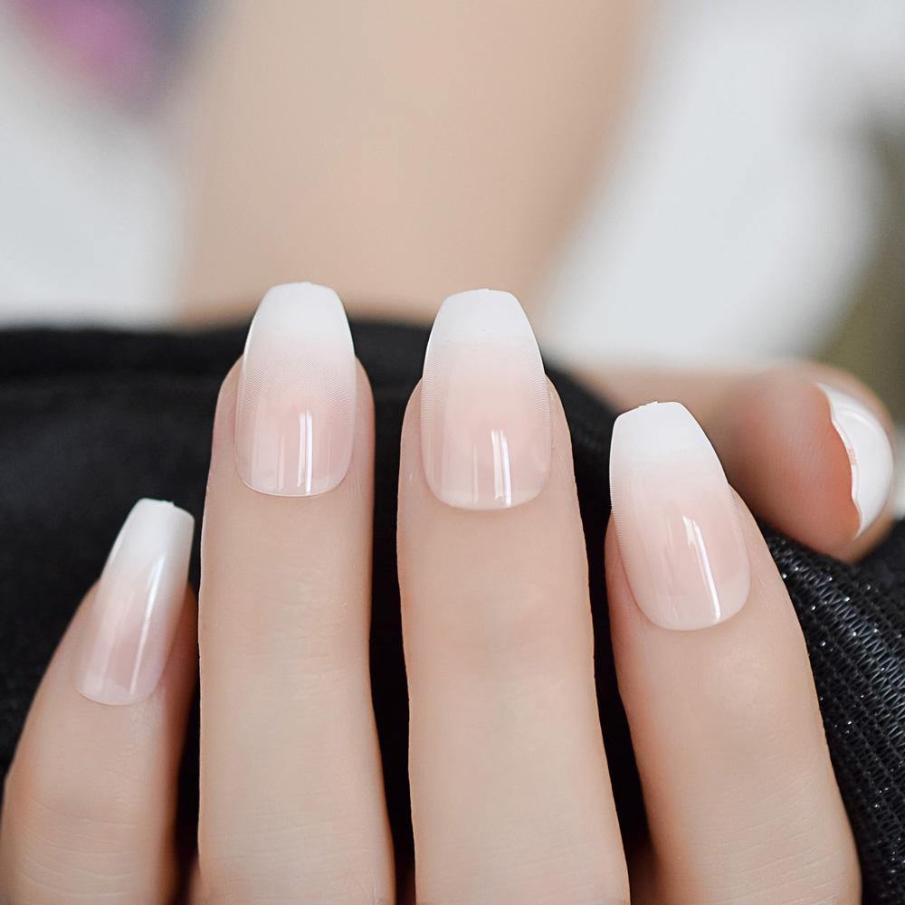 French Ombre Coffin Press On Nails - She's A Beat Beauty