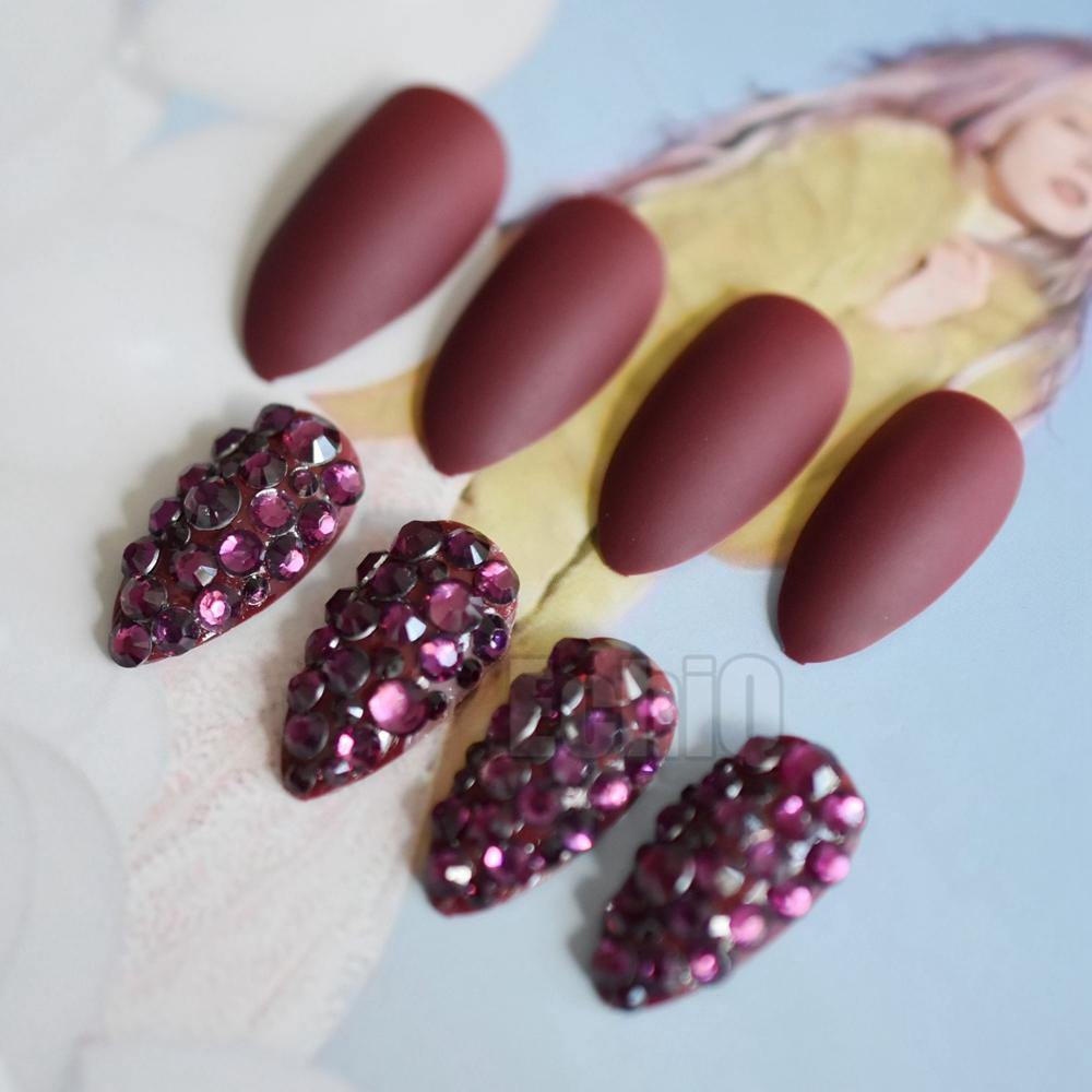 Deep Red Matte Stiletto Press On Nails - She's A Beat Beauty