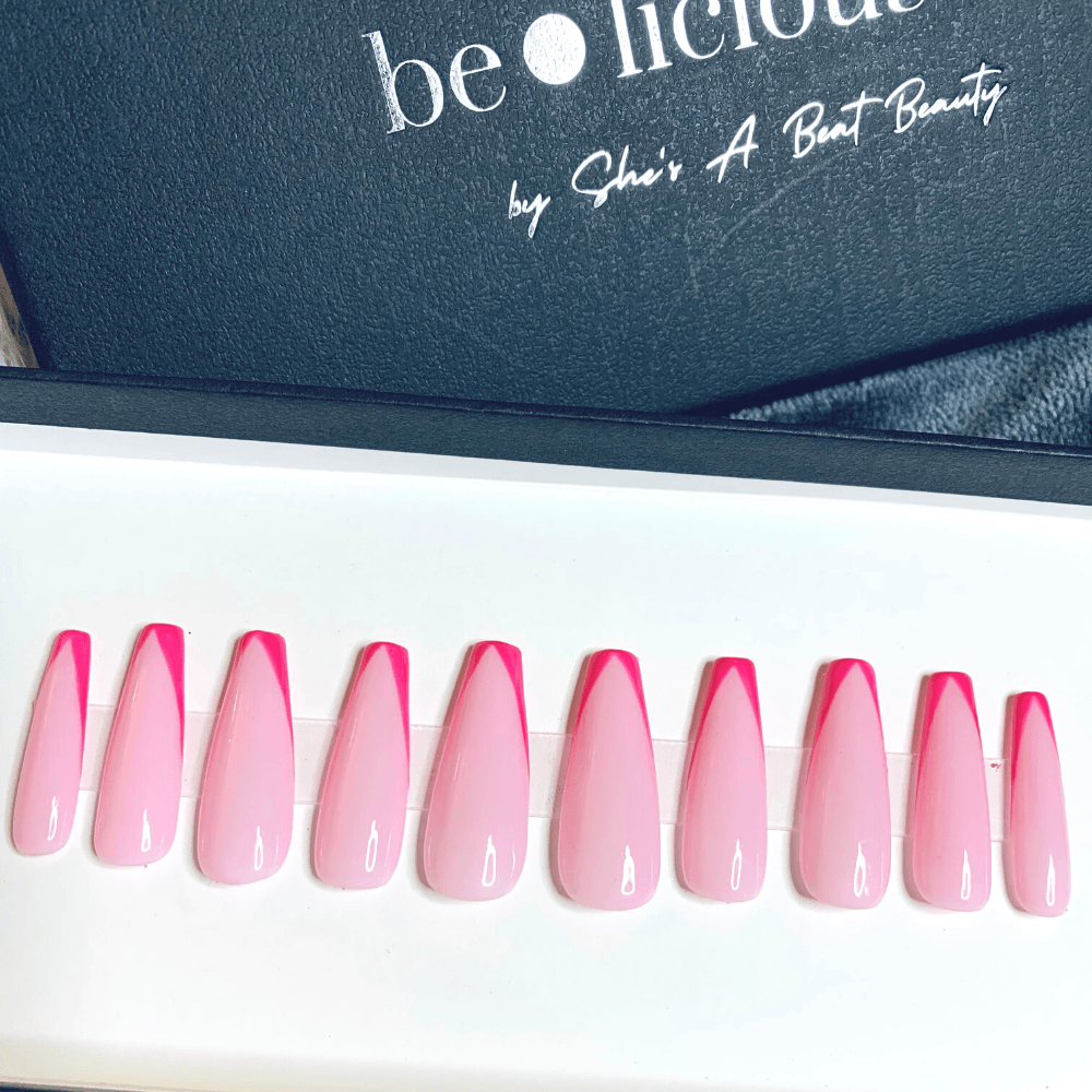 Pinky Pink Coffin Press On Nails - She's A Beat Beauty