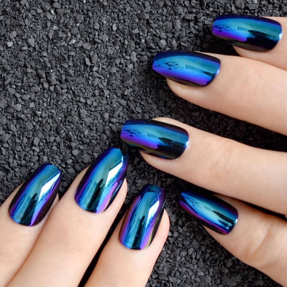 Blue Holographic Press On Nails - She's A Beat Beauty