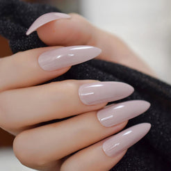 Long Nude Stiletto Press On Nails – She's A Beat Beauty