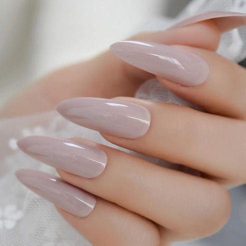Long Nude Stiletto Press On Nails – She's A Beat Beauty