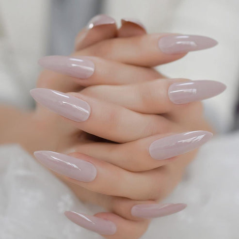 Long Nude Stiletto Press On Nails – She's A Beat Beauty