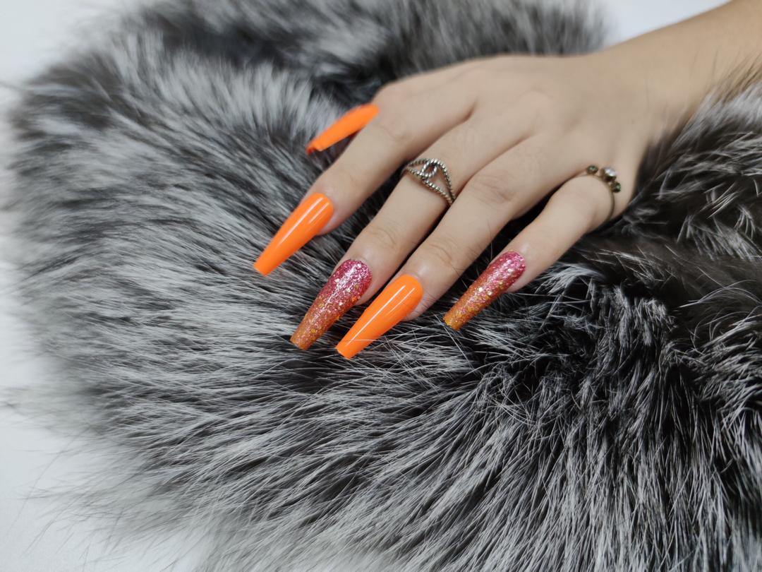 Orange Press On Nails - She's A Beat Beauty