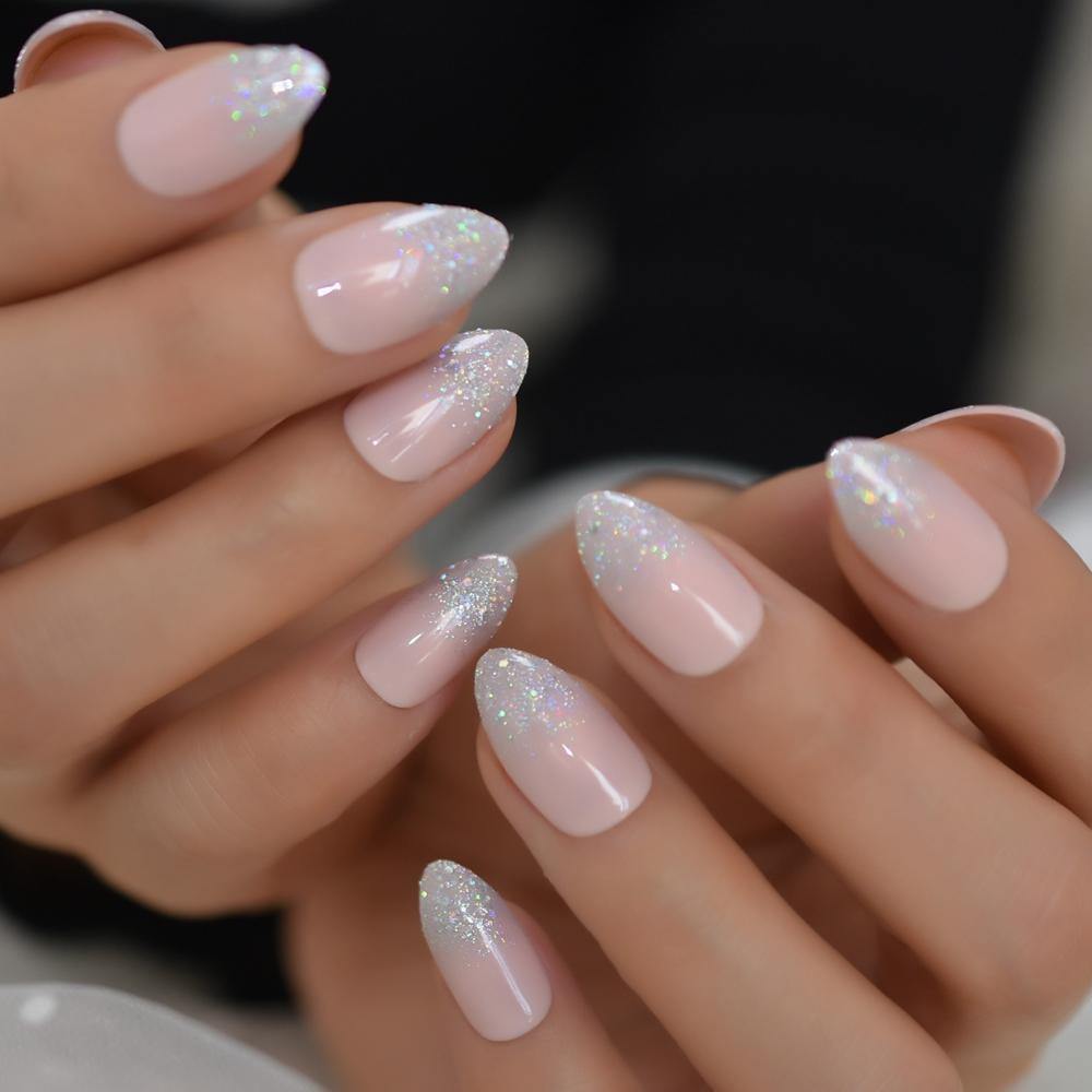 Pink Shimmer Glitter Press On Nails - She's A Beat Beauty