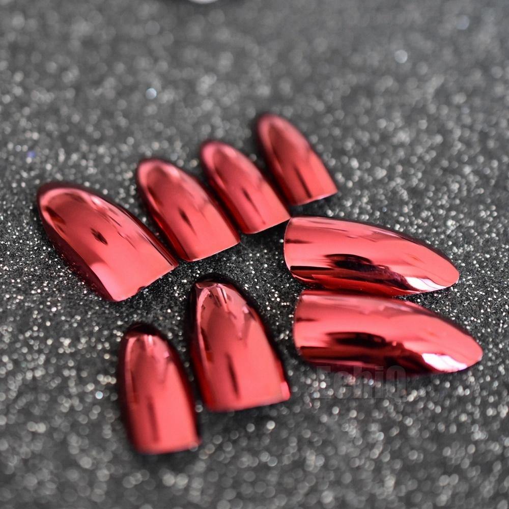 Dark Red Stiletto Press On Nails - She's A Beat Beauty