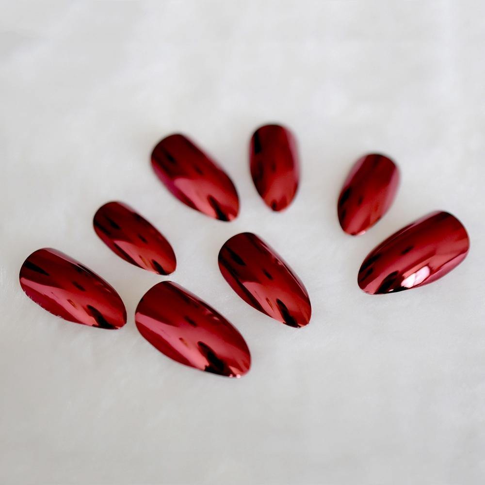Dark Red Stiletto Press On Nails - She's A Beat Beauty