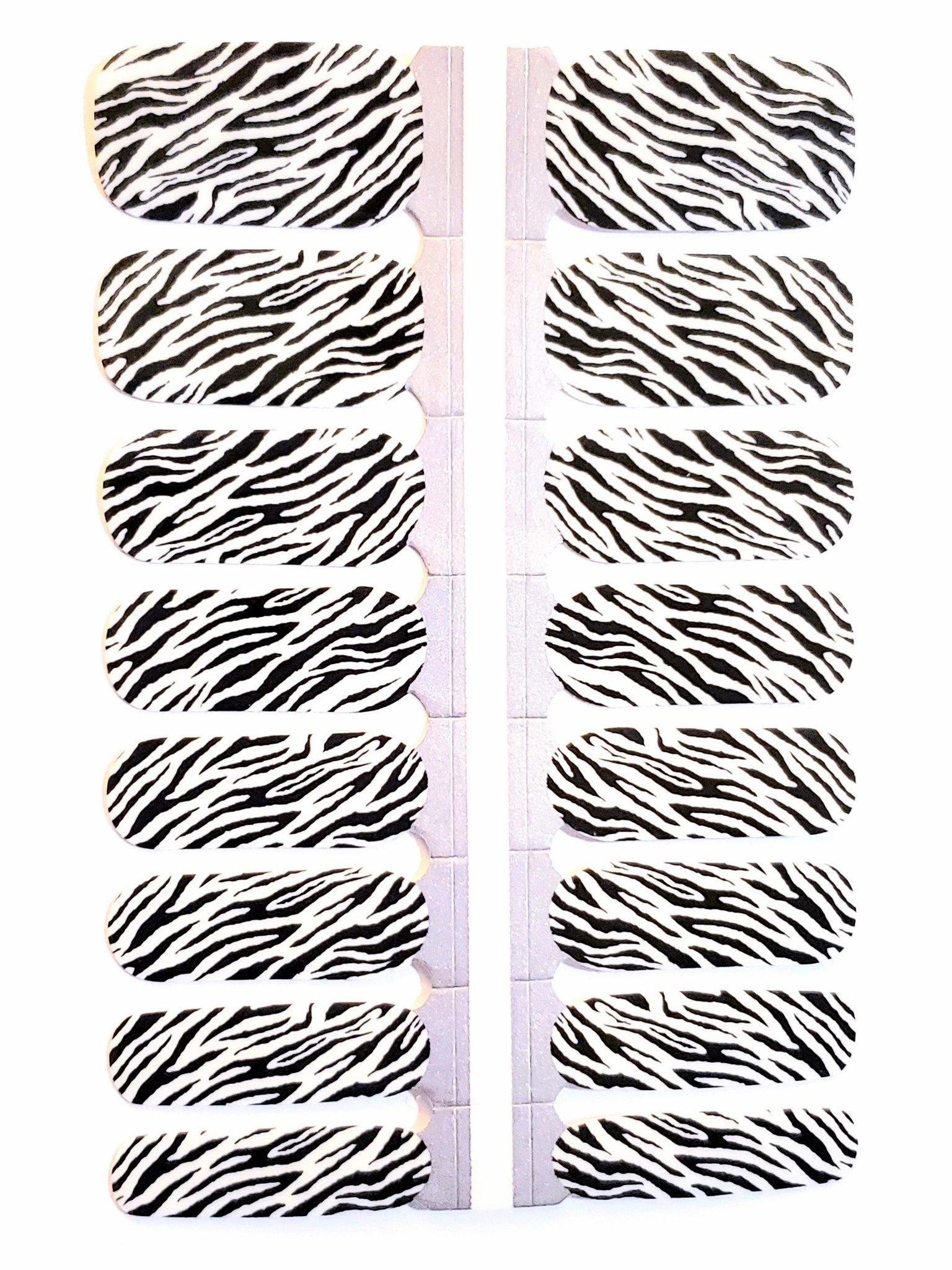 Zebra Press On Gel Nail Polish Wrap - She's A Beat Beauty