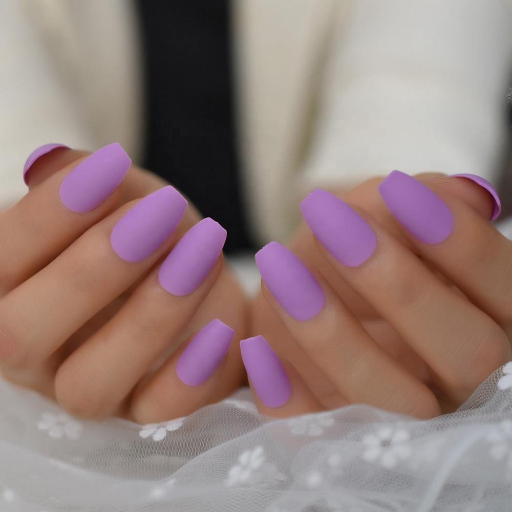 Matte Lavender  Coffin Press On Nails - She's A Beat Beauty