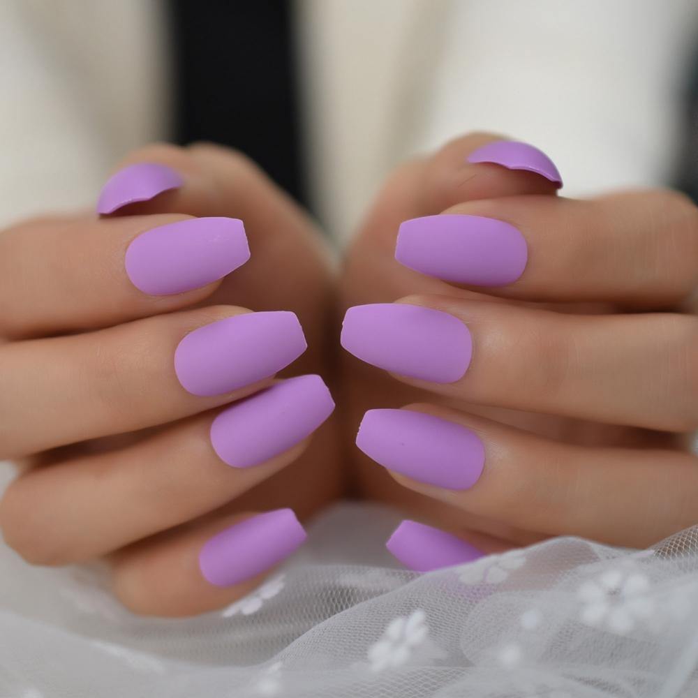 Matte Lavender  Coffin Press On Nails - She's A Beat Beauty