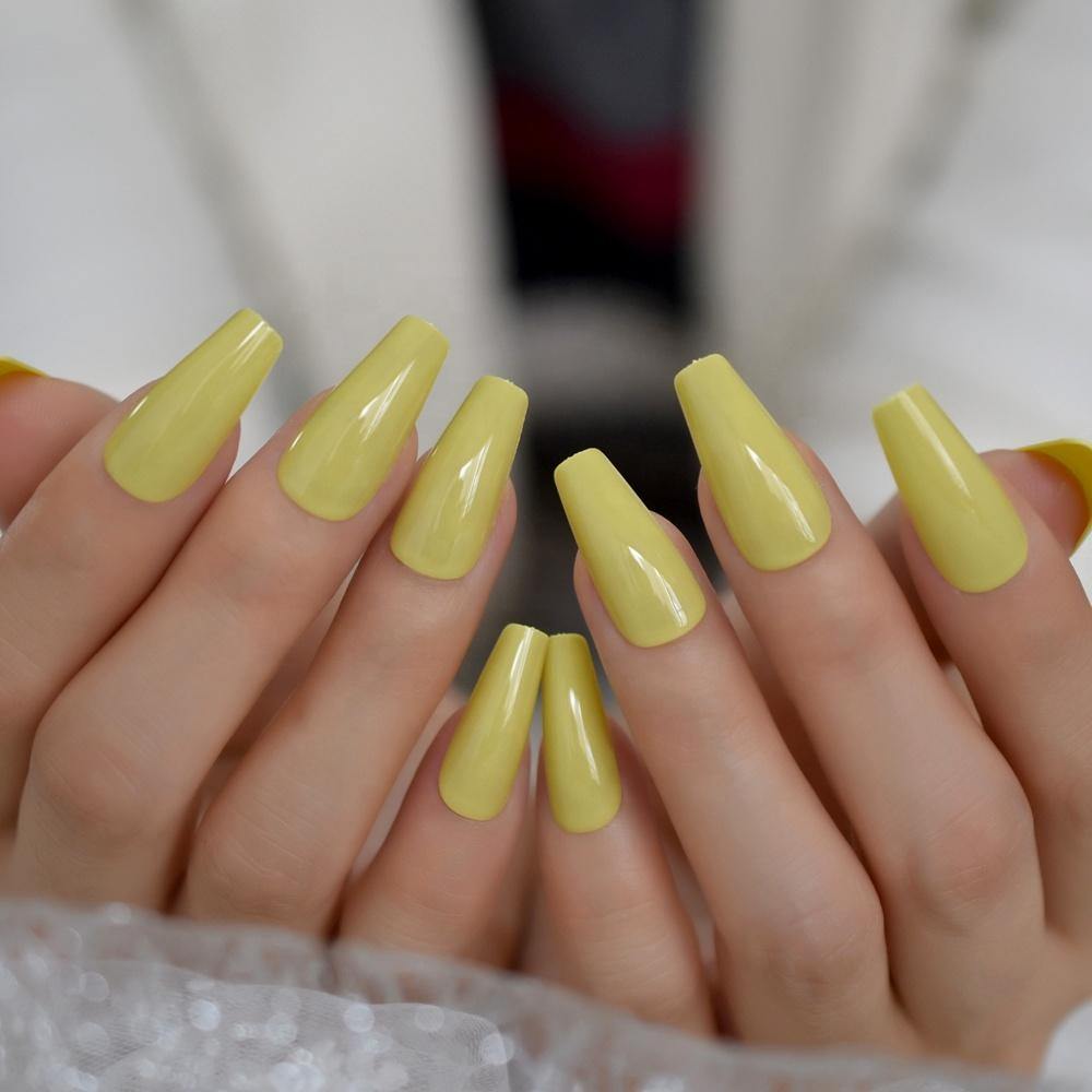 Mustard Yellow Coffin Press On Nails - She's A Beat Beauty