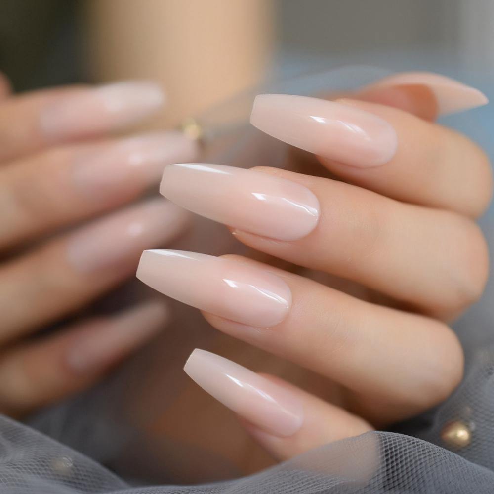 Natural Nude Coffin Press On Nails - She's A Beat Beauty