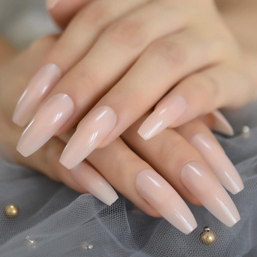Natural Nude Coffin Press On Nails - She's A Beat Beauty