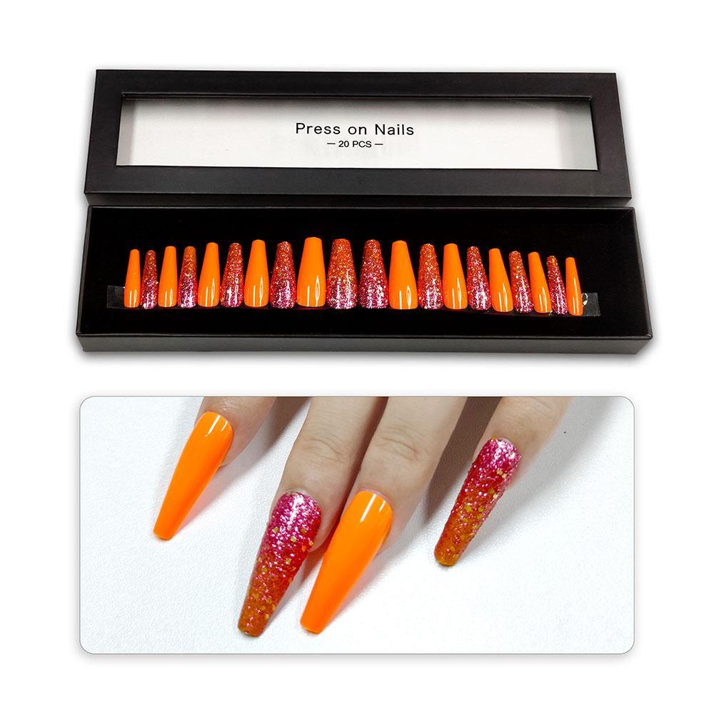 Orange Press On Nails - She's A Beat Beauty